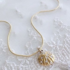 Coach Pave Seashell Charm Necklace